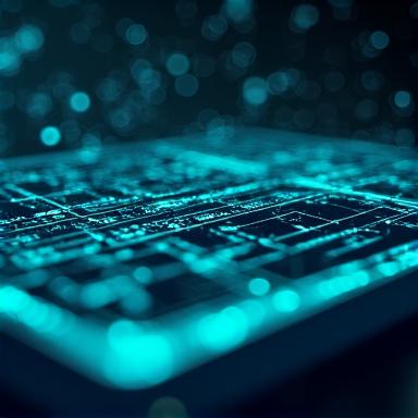 Abstract representation of a digital legal agreement with glowing technological elements